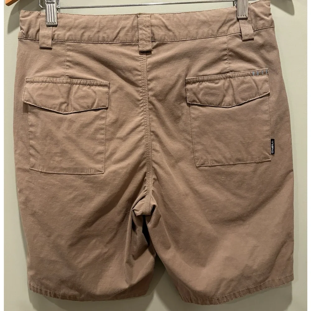 O'NEILL Hybrid Chino Shorts Size 30 Dark Khaki Zipper Button Drawstring Golf